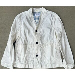 Albam Mens Chore Jacket White Lined Button Front Long Sleeve Classic Size M